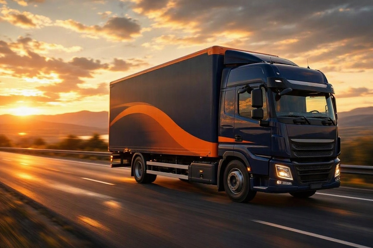 SafeKeep Express delivery truck on highway